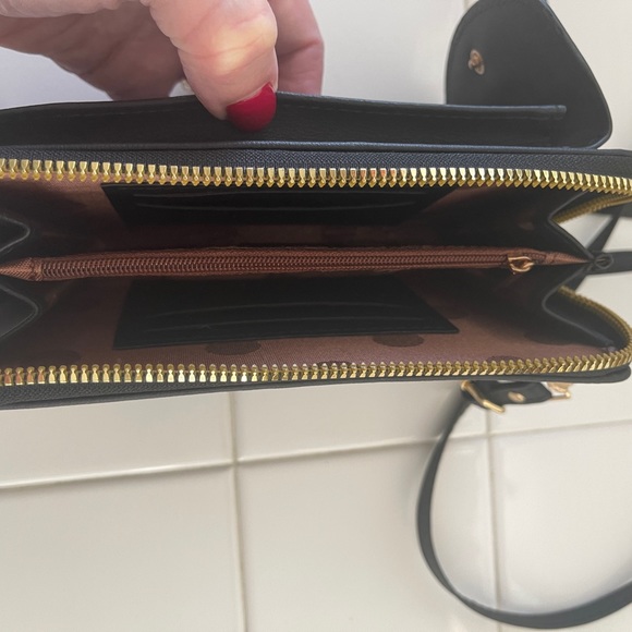STL black zipper wallet with over the shoulder strap. Room for cards and cash. - Picture 2 of 2
